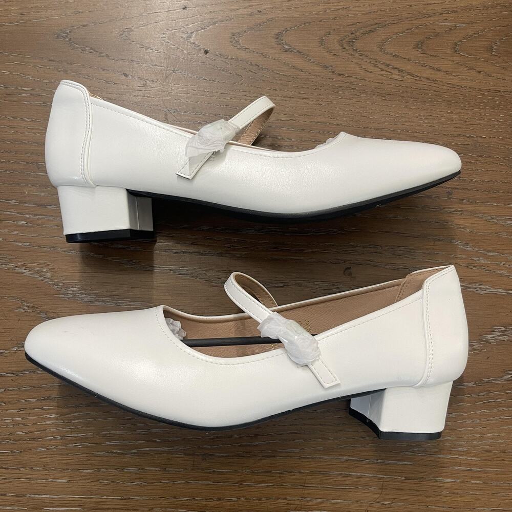 Kongwink Shoes Womens Size 11 White‎ Mary Jane Block Heel Dress HW-US-1022-M